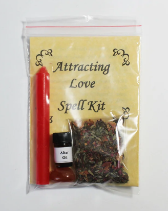 Attracting Love Spell Kit Includes: Full Instructions Red Candle Altar Oil Carnelian Gemstone Specialty blended bag of herbs