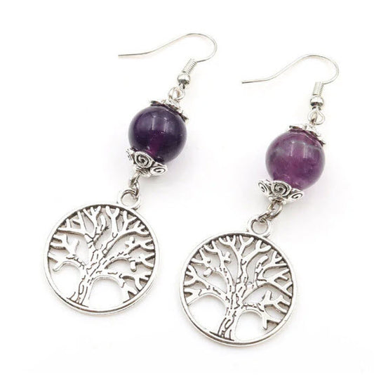 Gemstone Tree of Life Earrings