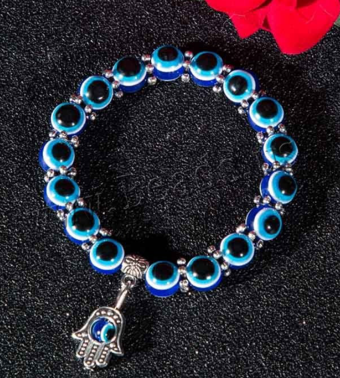 Evil Eye Bracelet with Hamsa Hand black background